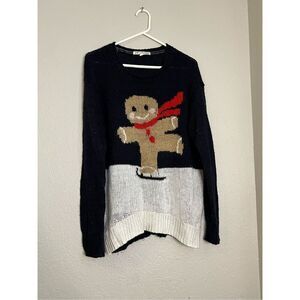 Jolt ugly Christmas gingerbread man skating sweater L